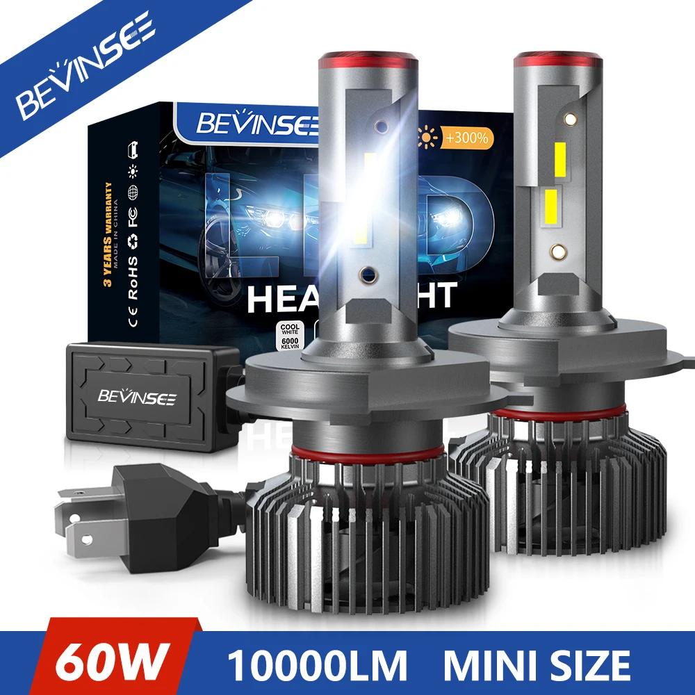 Bevinsee  Hi/Lo  , 9005 HB3 LED Ʈ, 9006 HB4 LED Ȱ, ̴ , 60W, 10000LM, 6000K, ȭƮ 12V, H4